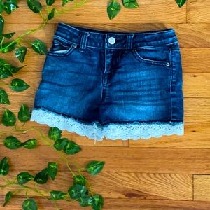 Jean shorts with lace on bottom